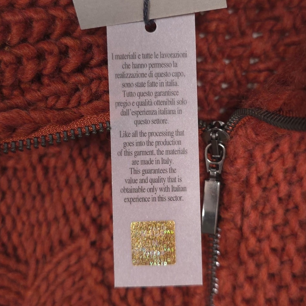 ELSAMANDA ANTHROPOLOGIE New O/S Chunky Knit Zip Cardigan ITALY MADE WOOL ALPACA - Picture 7 of 11